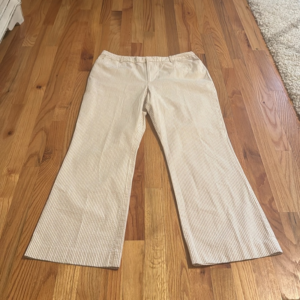 Ralph Lauren Tan & White Striped Pants - Picture 2 of 6
